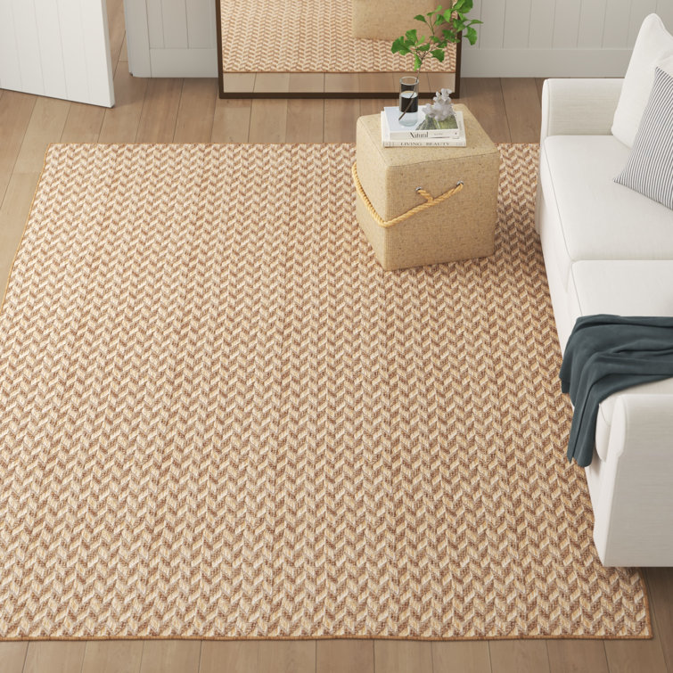 Sand & Stable Malaya Herringbone Power Loom Beige Indoor/Outdoor Rug
